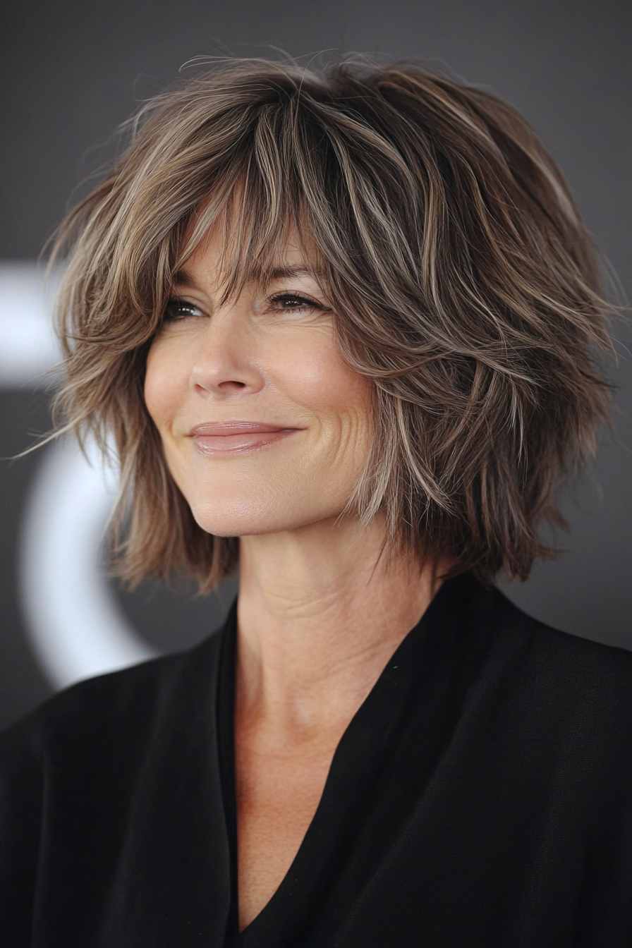 7. Shaggy Bob in Ash Brown (Shaggy Haircuts For Women Over 50) - Shaggy Haircuts For Women Over 50