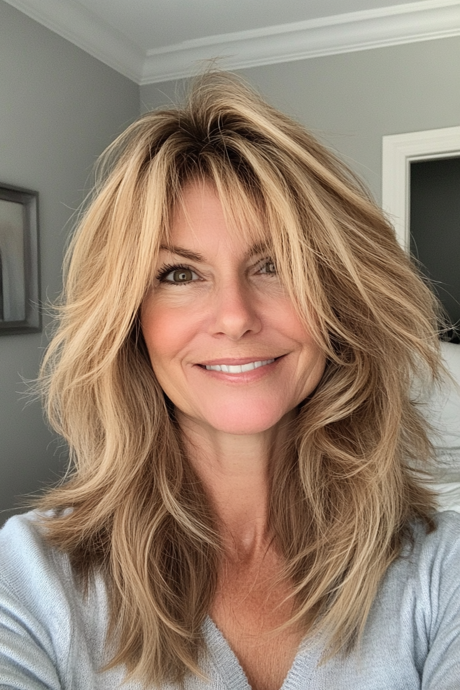 10. Wispy Shag in Honey Blonde (Shaggy Haircuts For Women Over 50) - Shaggy Haircuts For Women Over 50