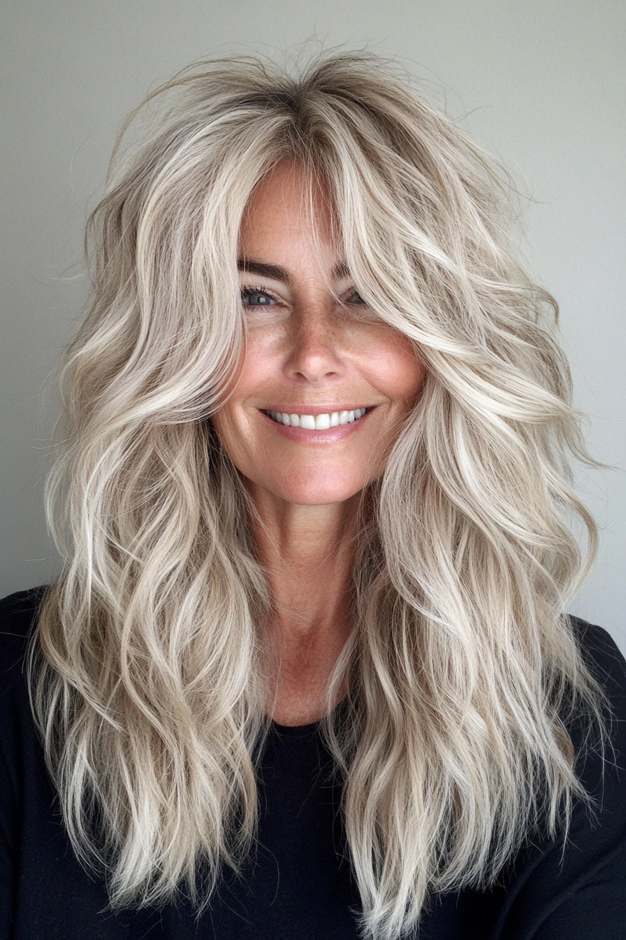 24. Wavy Shag in Natural Blonde (Shaggy Haircuts For Women Over 50) - Shaggy Haircuts For Women Over 50