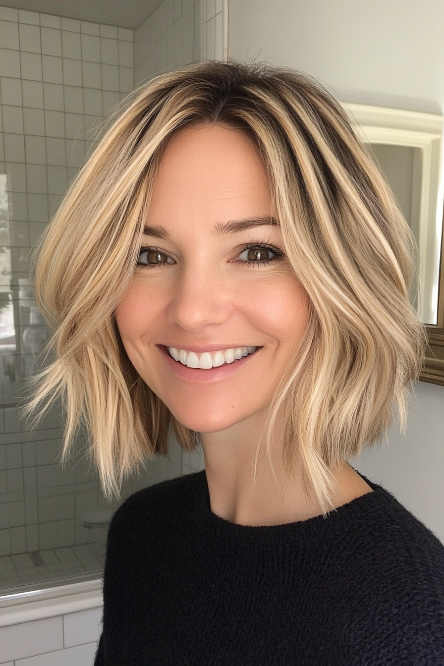 3. Textured Bob with Golden Blonde (Layered Hairstyles For Thin Hair) - Layered Hairstyles For Thin Hair