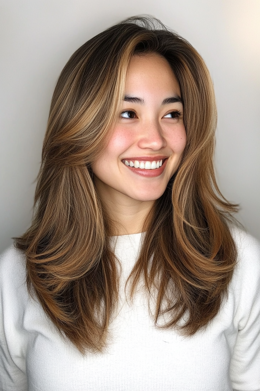 6. Collarbone Cut with Honey Brown Highlights (Layered Hairstyles For Thin Hair) - Layered Hairstyles For Thin Hair