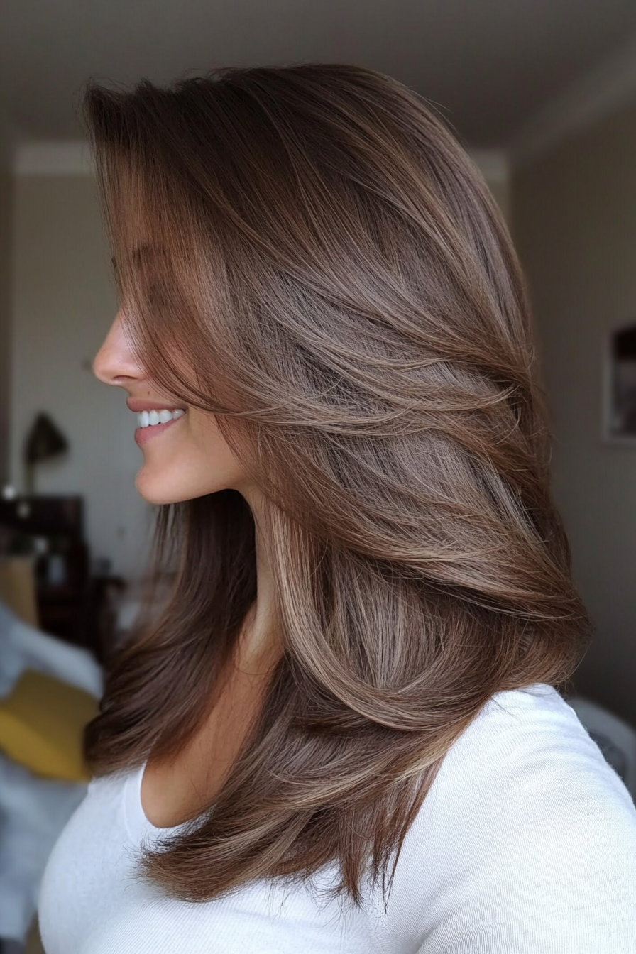 7. Invisible Layers in Natural Brunette (Layered Hairstyles For Thin Hair) - Layered Hairstyles For Thin Hair