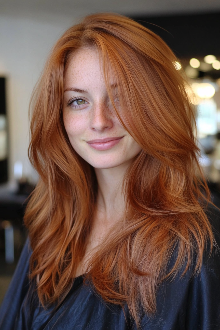 11. Wispy Layers with Deep Auburn (Layered Hairstyles For Thin Hair) - Layered Hairstyles For Thin Hair