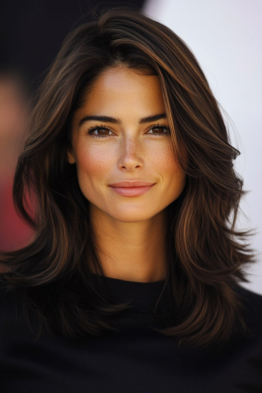 16. Subtle Layers in Dark Mahogany (Layered Hairstyles For Thin Hair) - Layered Hairstyles For Thin Hair
