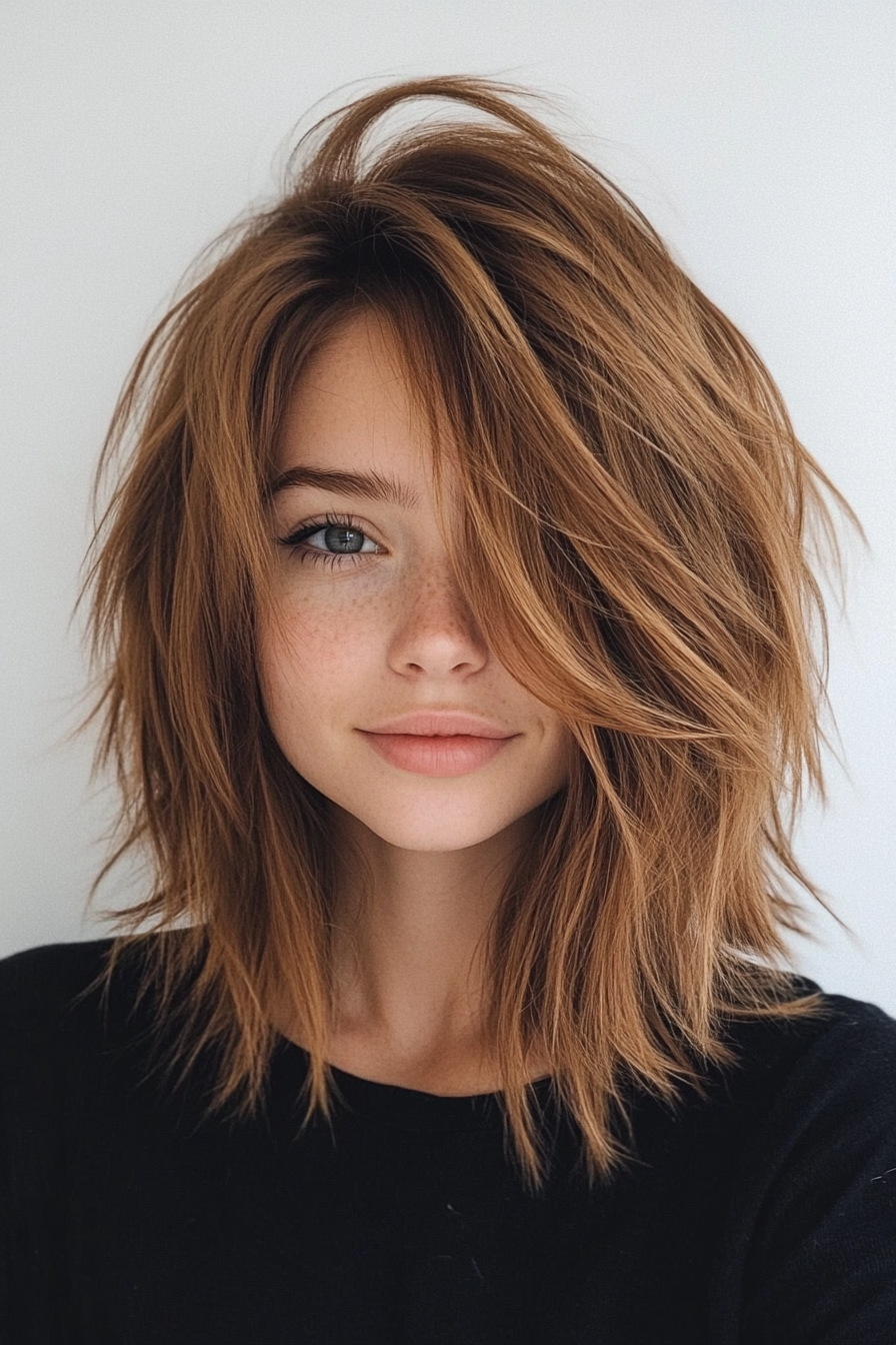 19. Choppy Layers with Maple Brown (Layered Hairstyles For Thin Hair) - Layered Hairstyles For Thin Hair