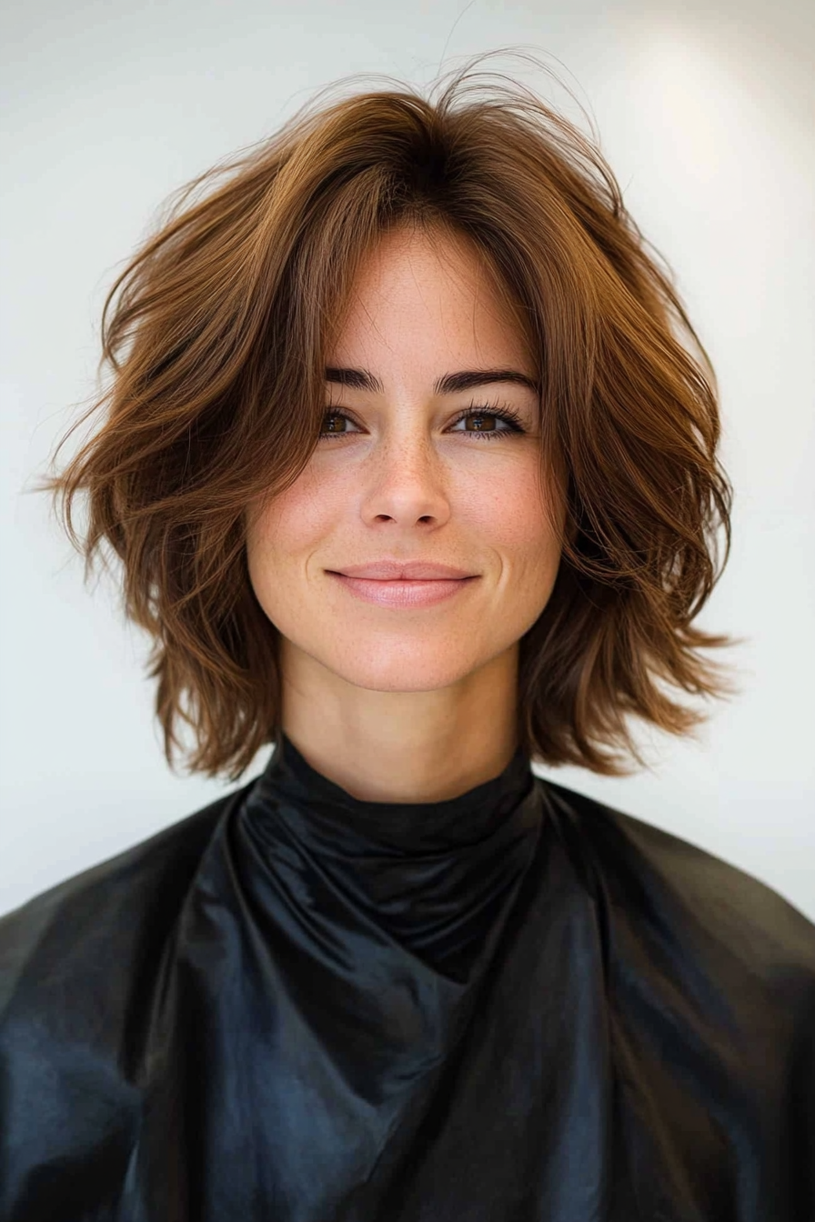 21. Short Layers with Almond Brown (Layered Hairstyles For Thin Hair) - Layered Hairstyles For Thin Hair