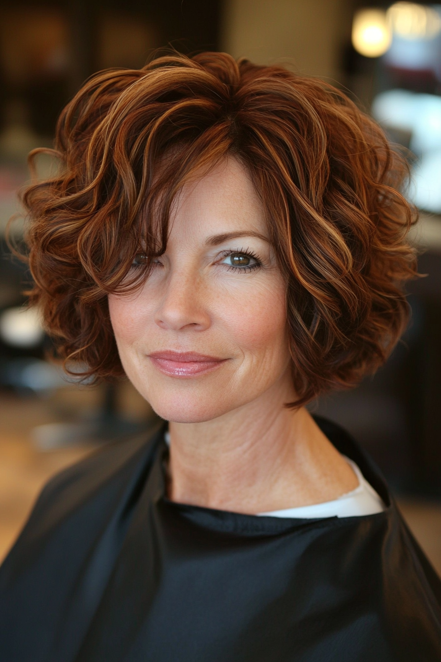 1. Soft Layered Bob with Chestnut Brown (Short Curly Haircuts For Older Women) - Short Curly Haircuts For Older Women