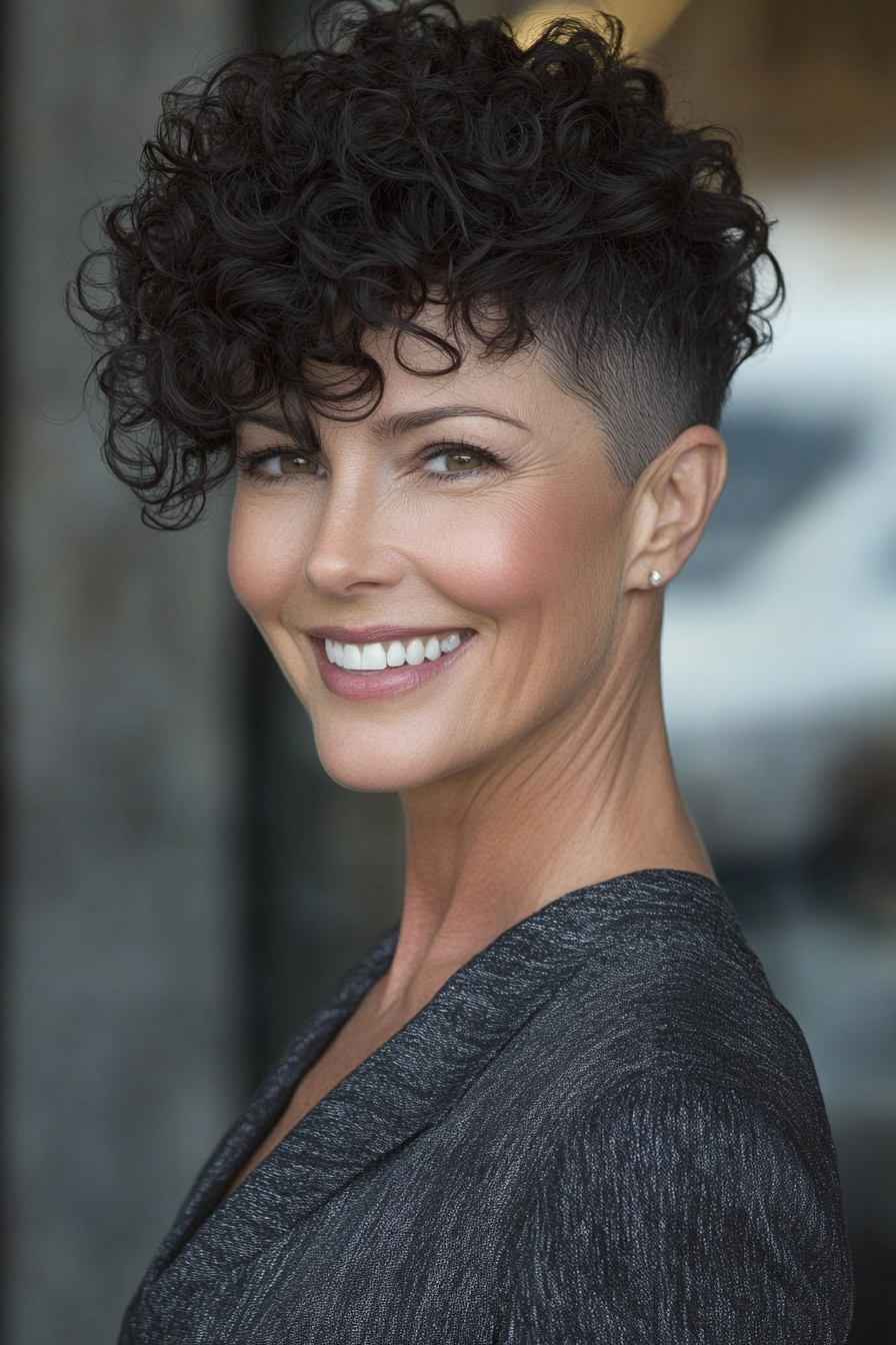 14. Soft Undercut with Dark Mahogany (Short Curly Haircuts For Older Women) - Short Curly Haircuts For Older Women