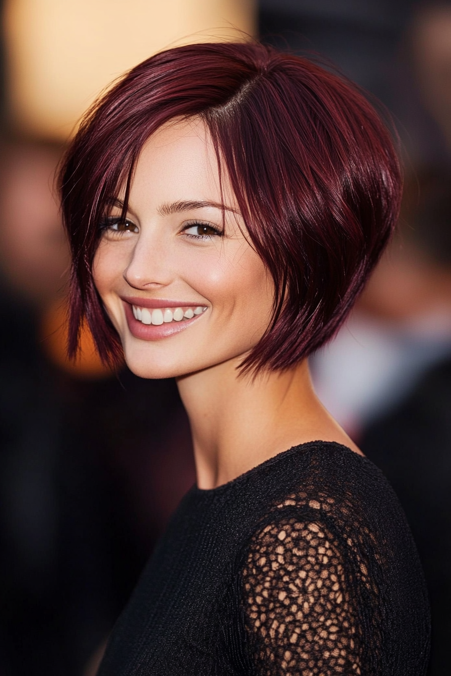 9. Burgundy Pixie Bob (Pixie Bob Haircut Ideas) - Pixie Bob Haircut Ideas