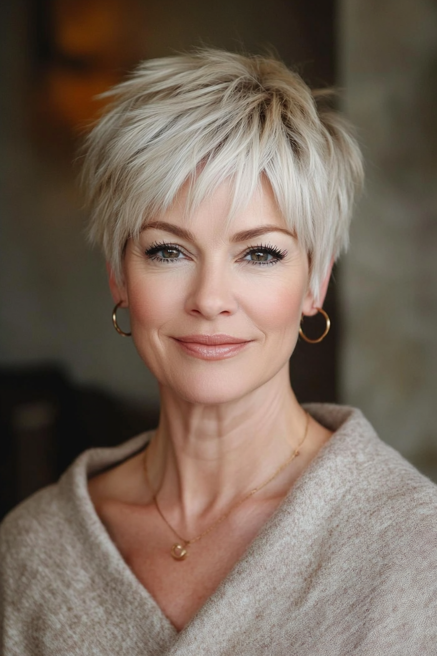 4. Stacked Pixie Cut - Warm Blonde (Short Pixie Haircuts For Women Over 60) - Short Pixie Haircuts For Women Over 60