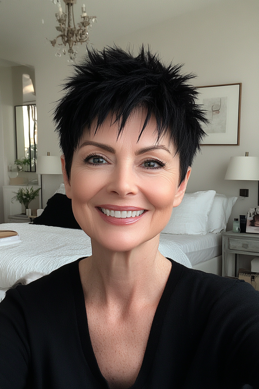 8. Short Spiky Pixie - Jet Black (Short Pixie Haircuts For Women Over 60) - Short Pixie Haircuts For Women Over 60