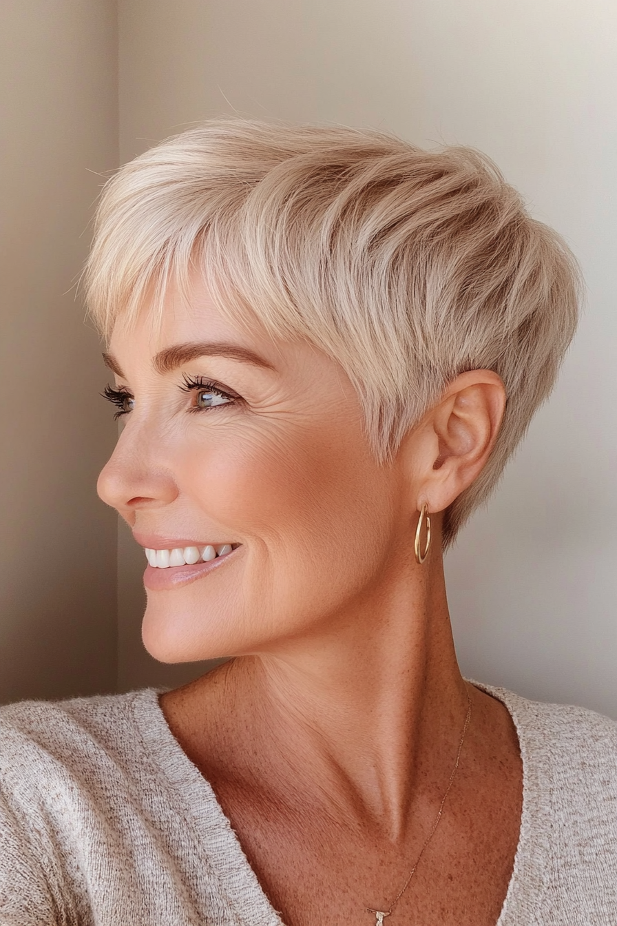 9. Rounded Pixie Cut - Soft Blonde (Short Pixie Haircuts For Women Over 60) - Short Pixie Haircuts For Women Over 60