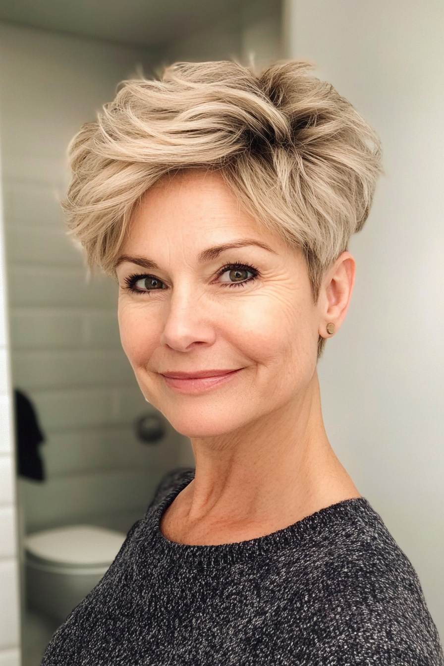 10. Textured Pixie with Volume - Honey Blonde (Short Pixie Haircuts For Women Over 60) - Short Pixie Haircuts For Women Over 60