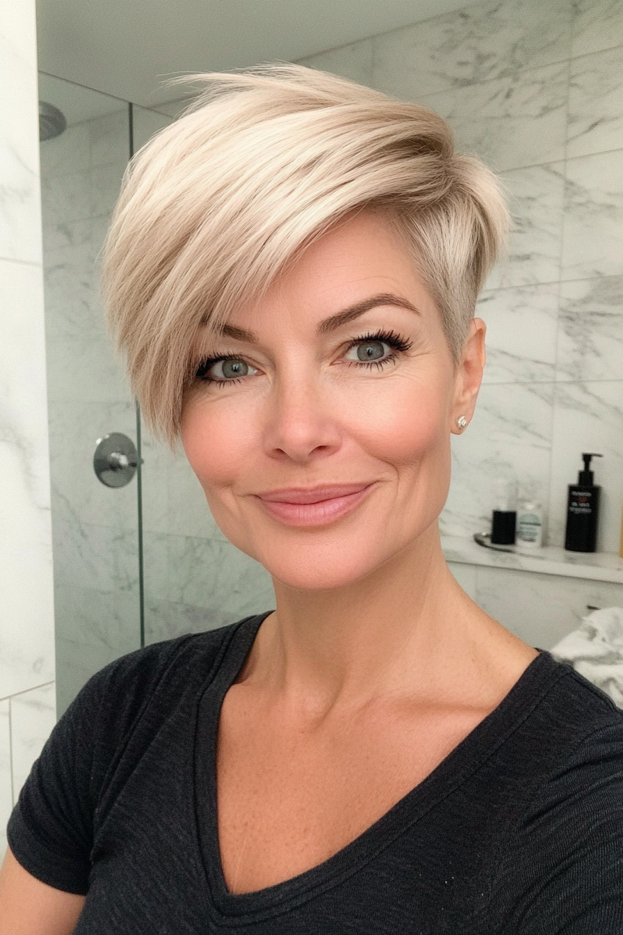13. Asymmetrical Pixie - Light Ash Blonde (Short Pixie Haircuts For Women Over 60) - Short Pixie Haircuts For Women Over 60