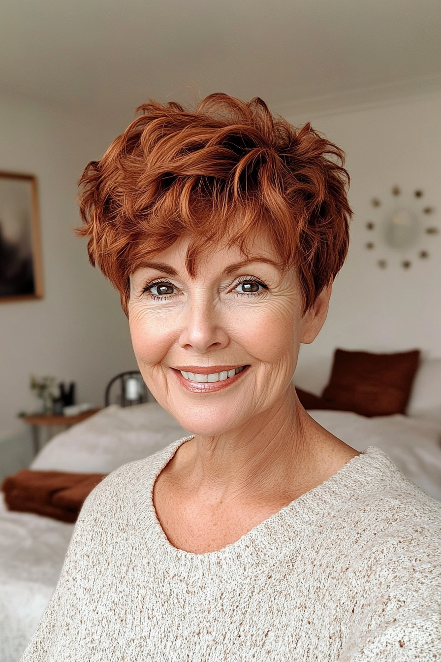 21. Textured Crop Pixie - Rich Auburn (Short Pixie Haircuts For Women Over 60) - Short Pixie Haircuts For Women Over 60