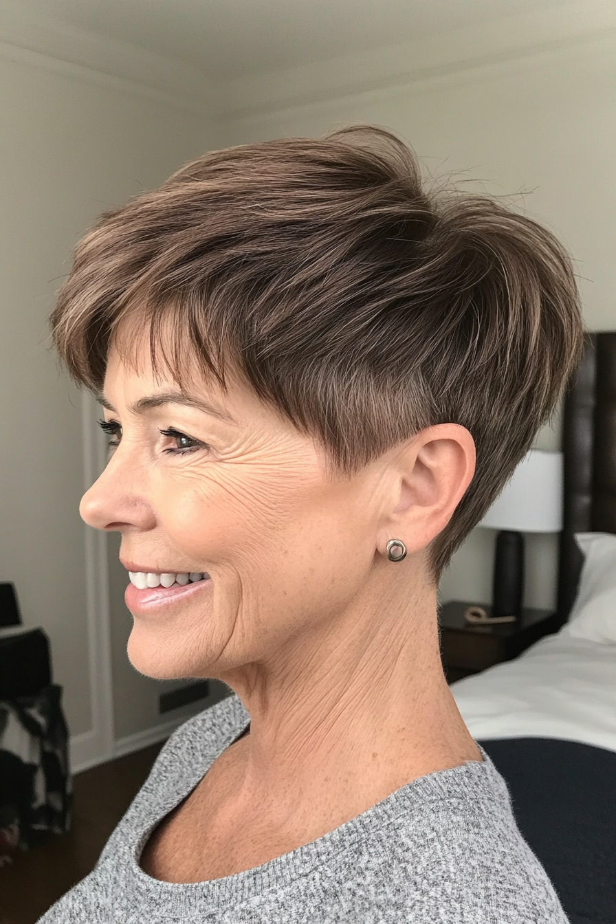 22. Undercut Pixie with Soft Top - Medium Brown (Short Pixie Haircuts For Women Over 60) - Short Pixie Haircuts For Women Over 60