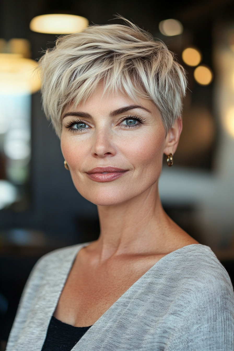 24. Messy Textured Pixie - Dark Blonde (Short Pixie Haircuts For Women Over 60) - Short Pixie Haircuts For Women Over 60