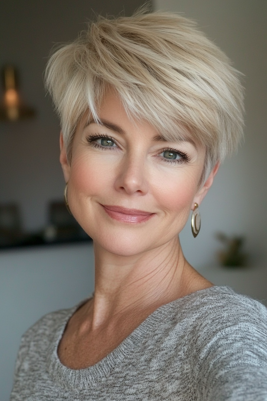 27. Smooth Textured Pixie - Sandy Blonde (Short Pixie Haircuts For Women Over 60) - Short Pixie Haircuts For Women Over 60