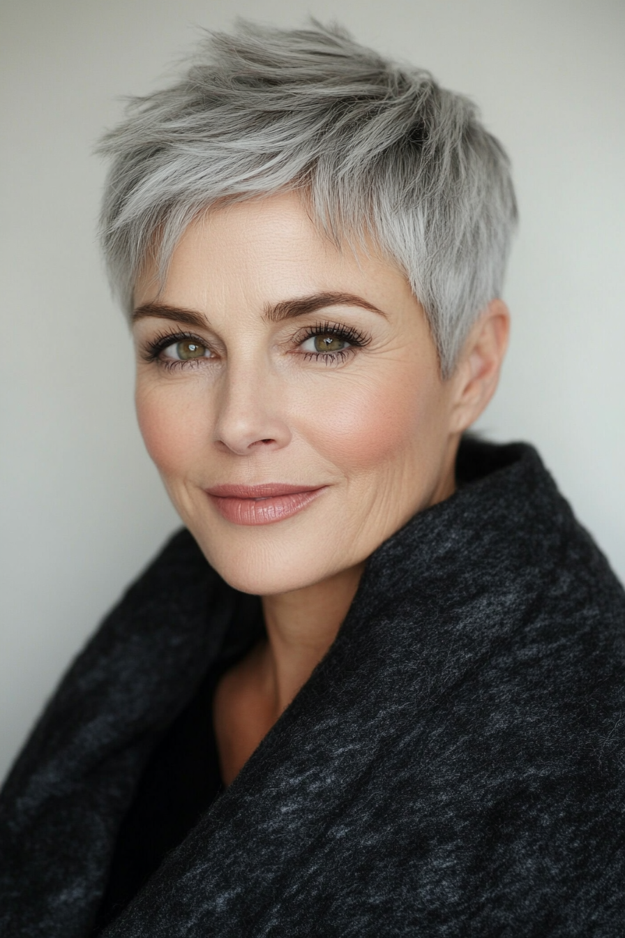 1. Classic Short Pixie with Soft Layers (Salt and Pepper) (Short Pixie Haircuts For Older Women) - Short Pixie Haircuts For Older Women