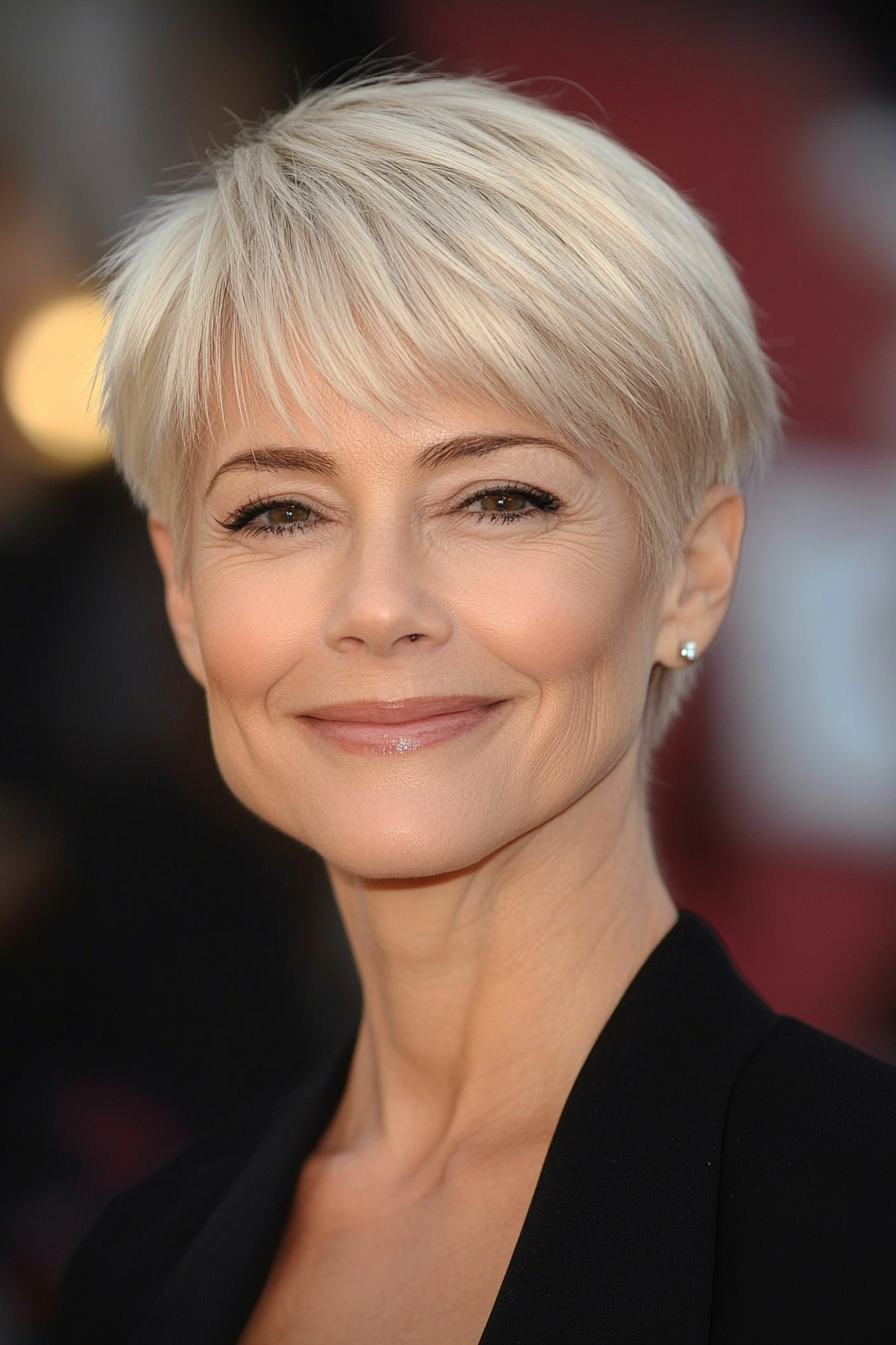3. Tapered Pixie with Side Bangs (Light Blonde) (Short Pixie Haircuts For Older Women) - Short Pixie Haircuts For Older Women