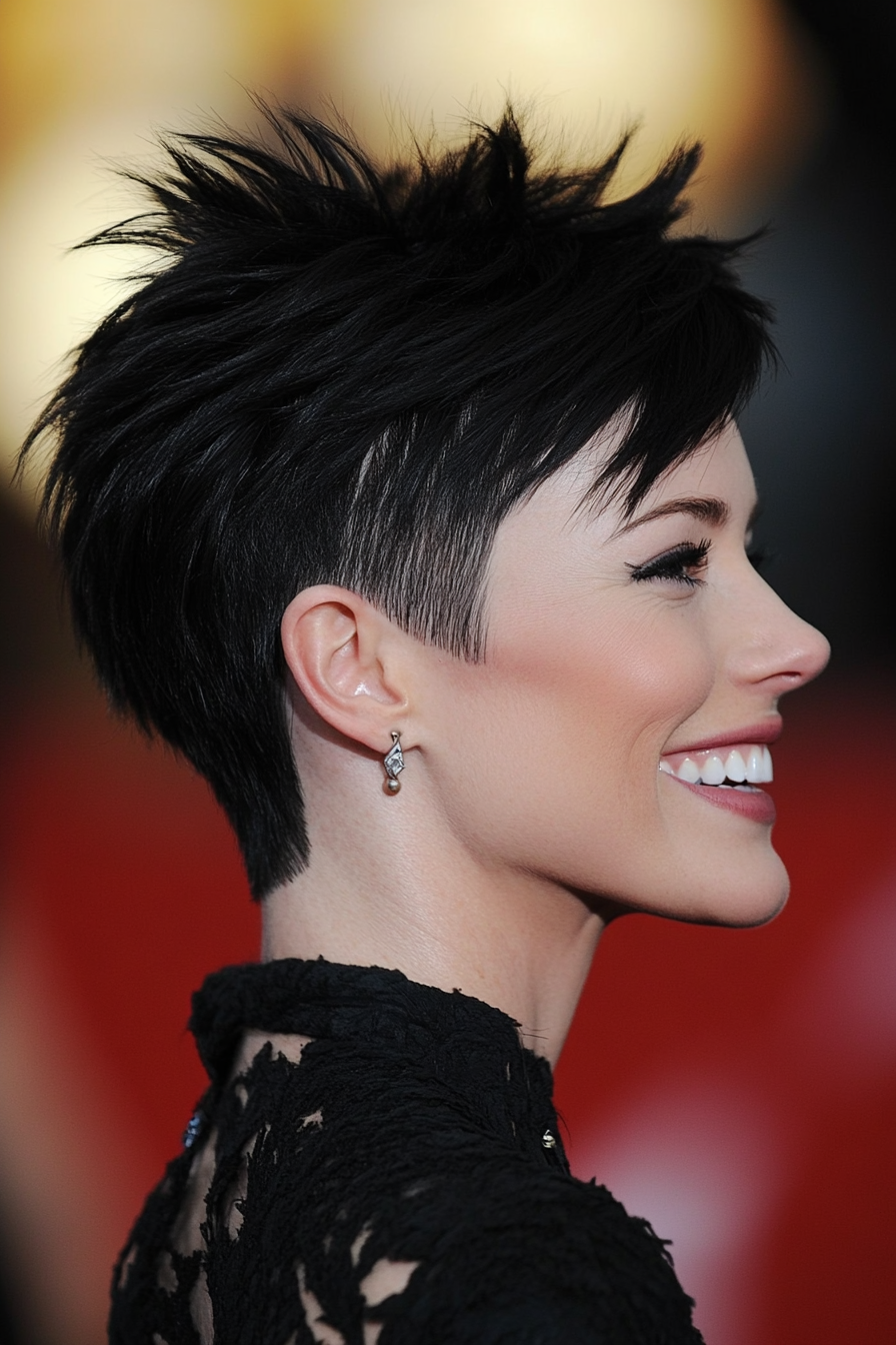 8. Asymmetrical Pixie (Black) (Short Pixie Haircuts For Older Women) - Short Pixie Haircuts For Older Women