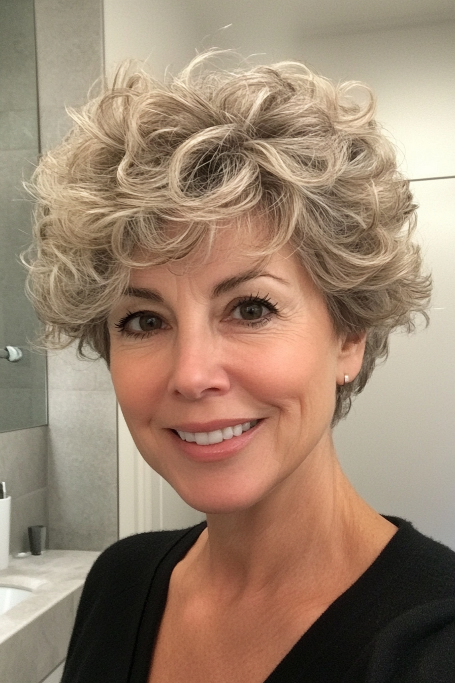 18. Pixie Cut with Defined Curls (Dark Blonde) (Short Pixie Haircuts For Older Women) - Short Pixie Haircuts For Older Women