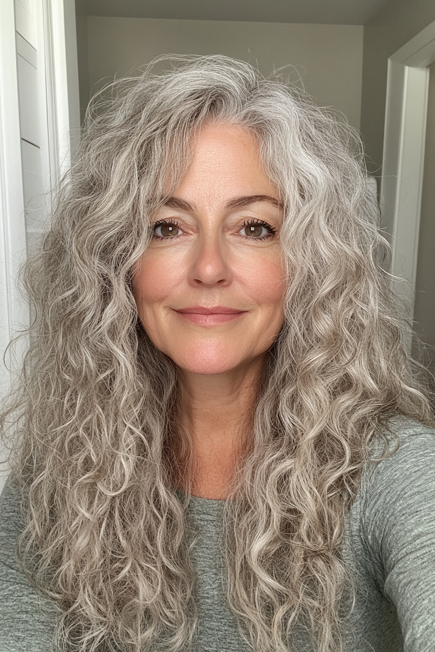 7. Loose Curls with Light Ash Brown (Curly Hairstyles For Women Over 50) - Curly Hairstyles For Women Over 50