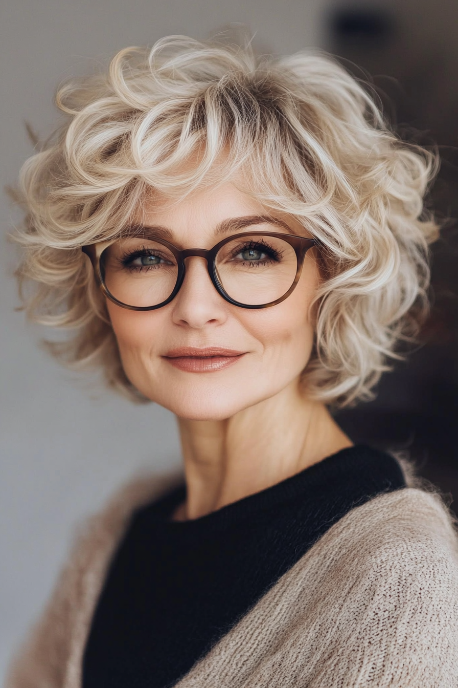 15. Bouncy Curly Bob – Honey Blonde (Short Hairstyles For Older Women With Glasses) - Short Hairstyles For Older Women With Glasses