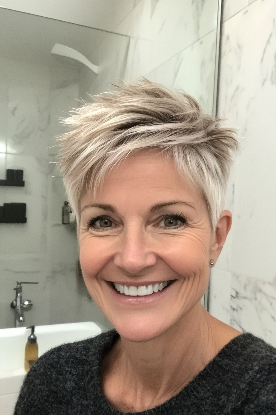 2. Wispy Pixie Cut with Platinum Blonde (Great Hairstyles For Women Over 60) - Great Hairstyles For Women Over 60