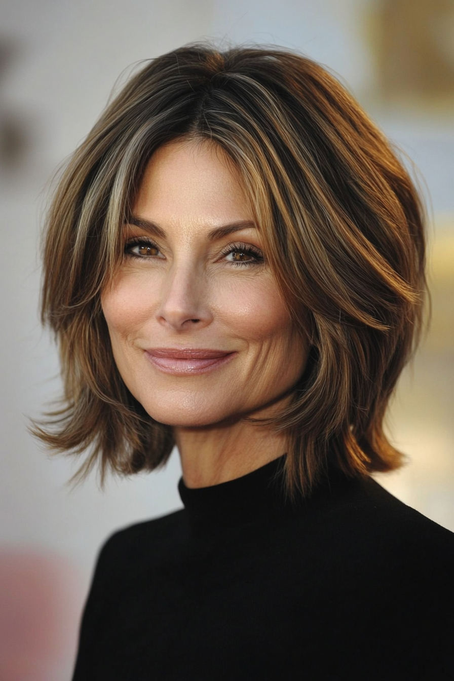 8. Chin-Length Angled Bob with Ash Brown (Great Hairstyles For Women Over 60) - Great Hairstyles For Women Over 60