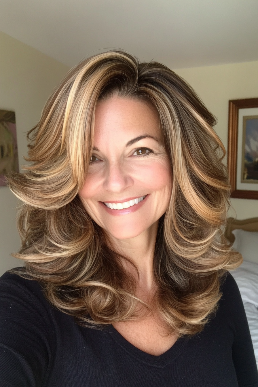 12. Side-Swept Curls with Dark Blonde (Great Hairstyles For Women Over 60) - Great Hairstyles For Women Over 60