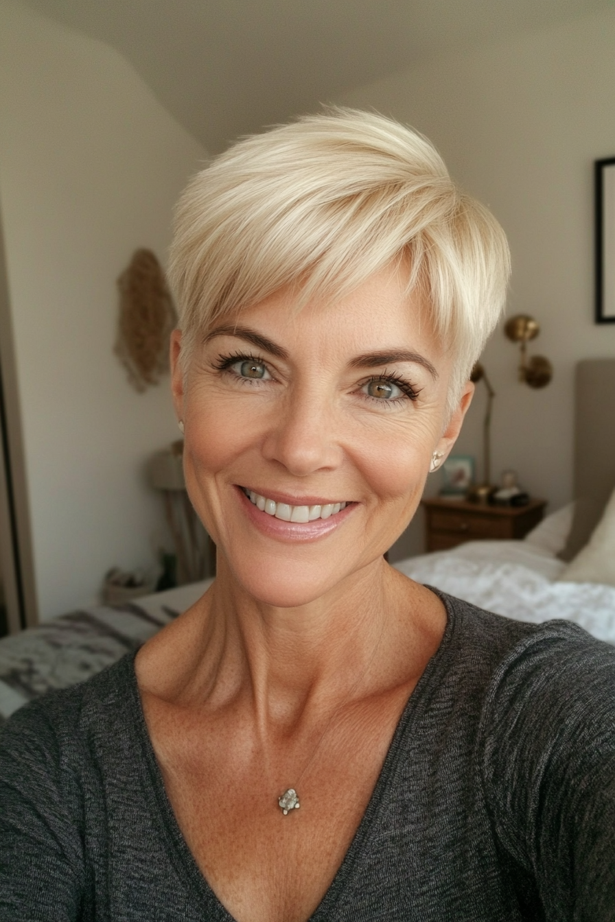 25. Short Crop with Cool Blonde (Great Hairstyles For Women Over 60) - Great Hairstyles For Women Over 60