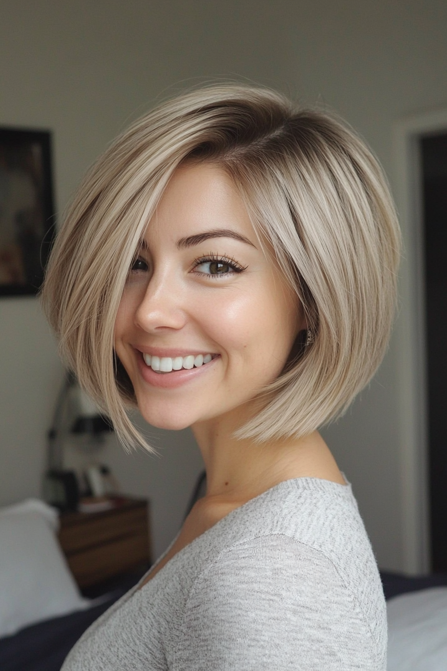 4. The French Bob – Light Blonde (Short Hairstyles For Thick Hair) - Short Hairstyles For Thick Hair