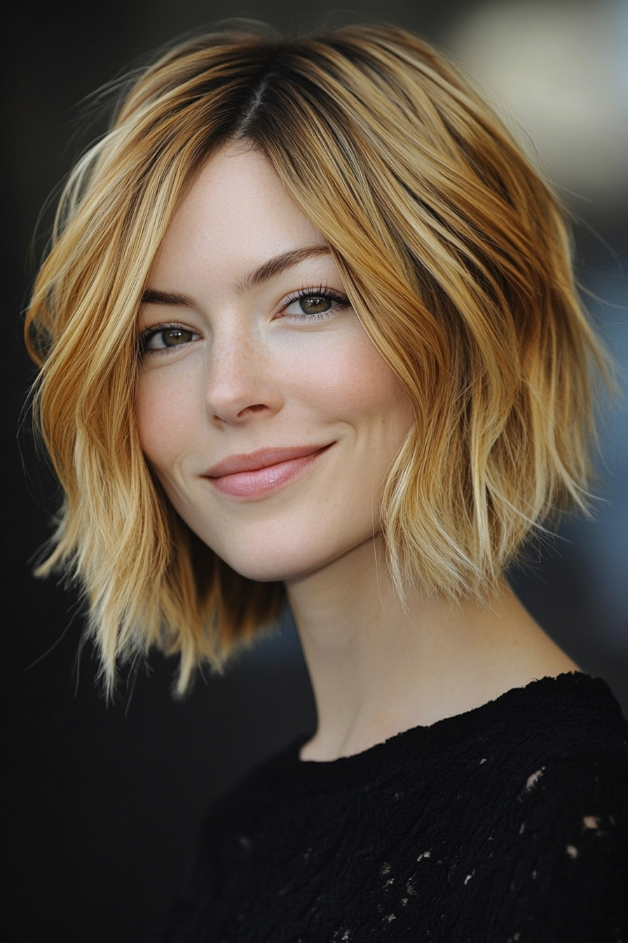 7. Soft Angled Bob – Golden Blonde (Short Hairstyles For Thick Hair) - Short Hairstyles For Thick Hair