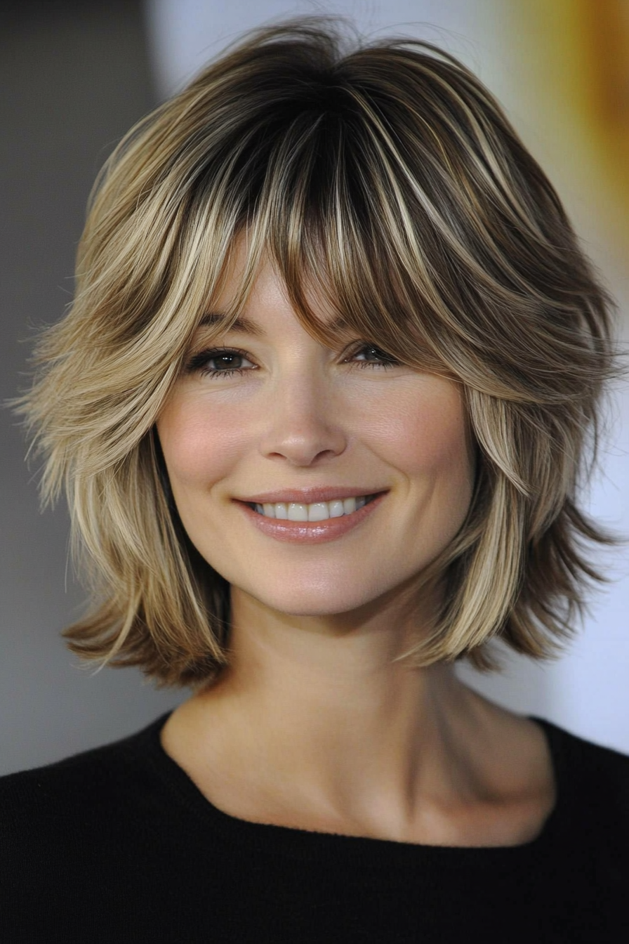 12. Modern Shag with Curtain Bangs – Dark Blonde (Short Hairstyles For Thick Hair) - Short Hairstyles For Thick Hair