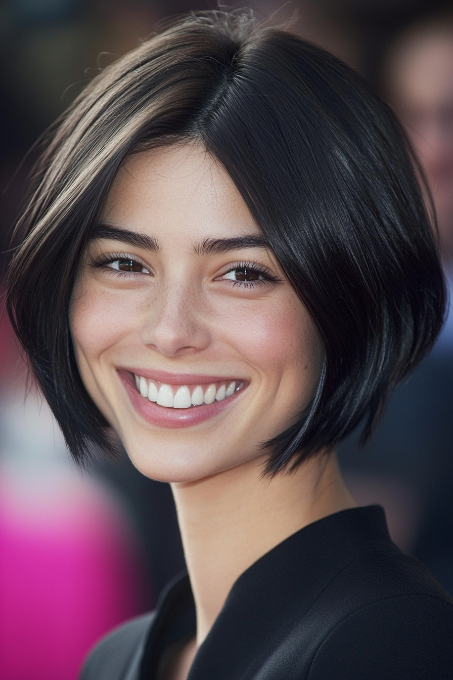 13. Short Angled Bob – Black (Short Hairstyles For Thick Hair) - Short Hairstyles For Thick Hair