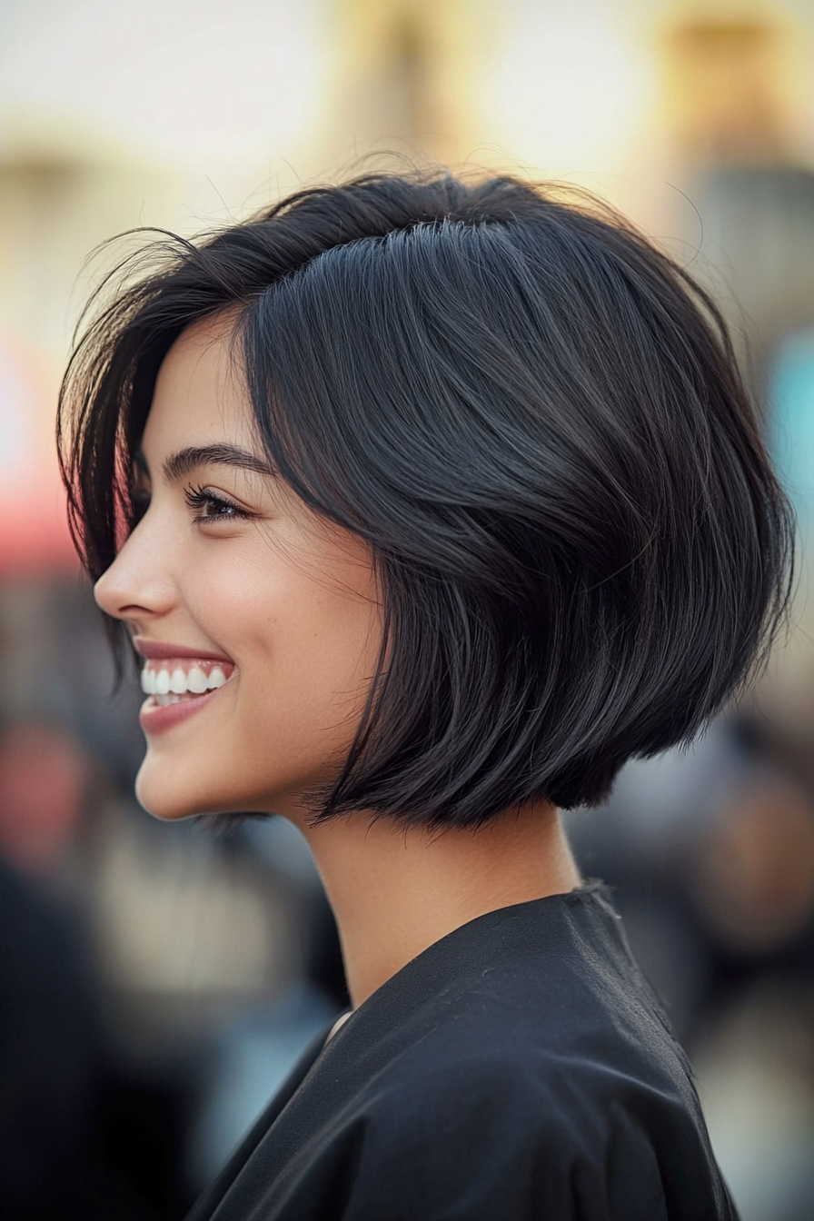 15. Classic Bob with Soft Waves – Soft Black (Short Hairstyles For Thick Hair) - Short Hairstyles For Thick Hair