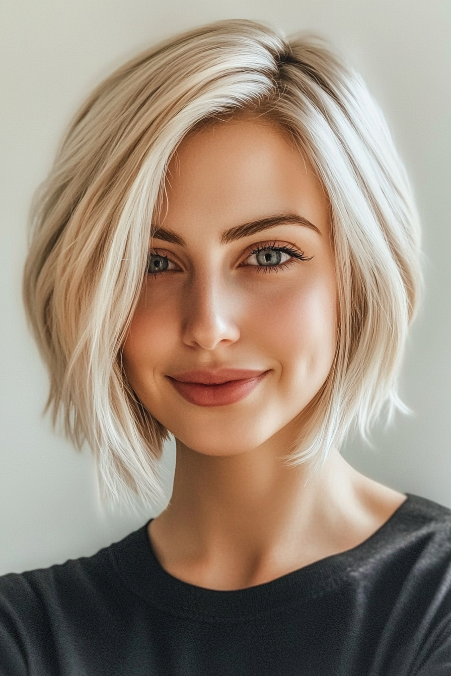 21. The Graduated Bob – Platinum Blonde (Short Hairstyles For Thick Hair) - Short Hairstyles For Thick Hair