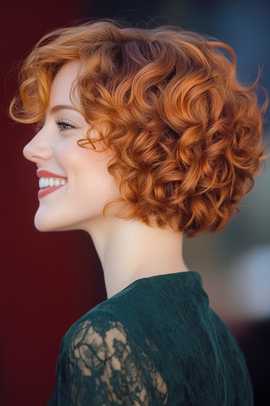 22. Short Curly Bob – Auburn Red (Short Hairstyles For Thick Hair) - Short Hairstyles For Thick Hair