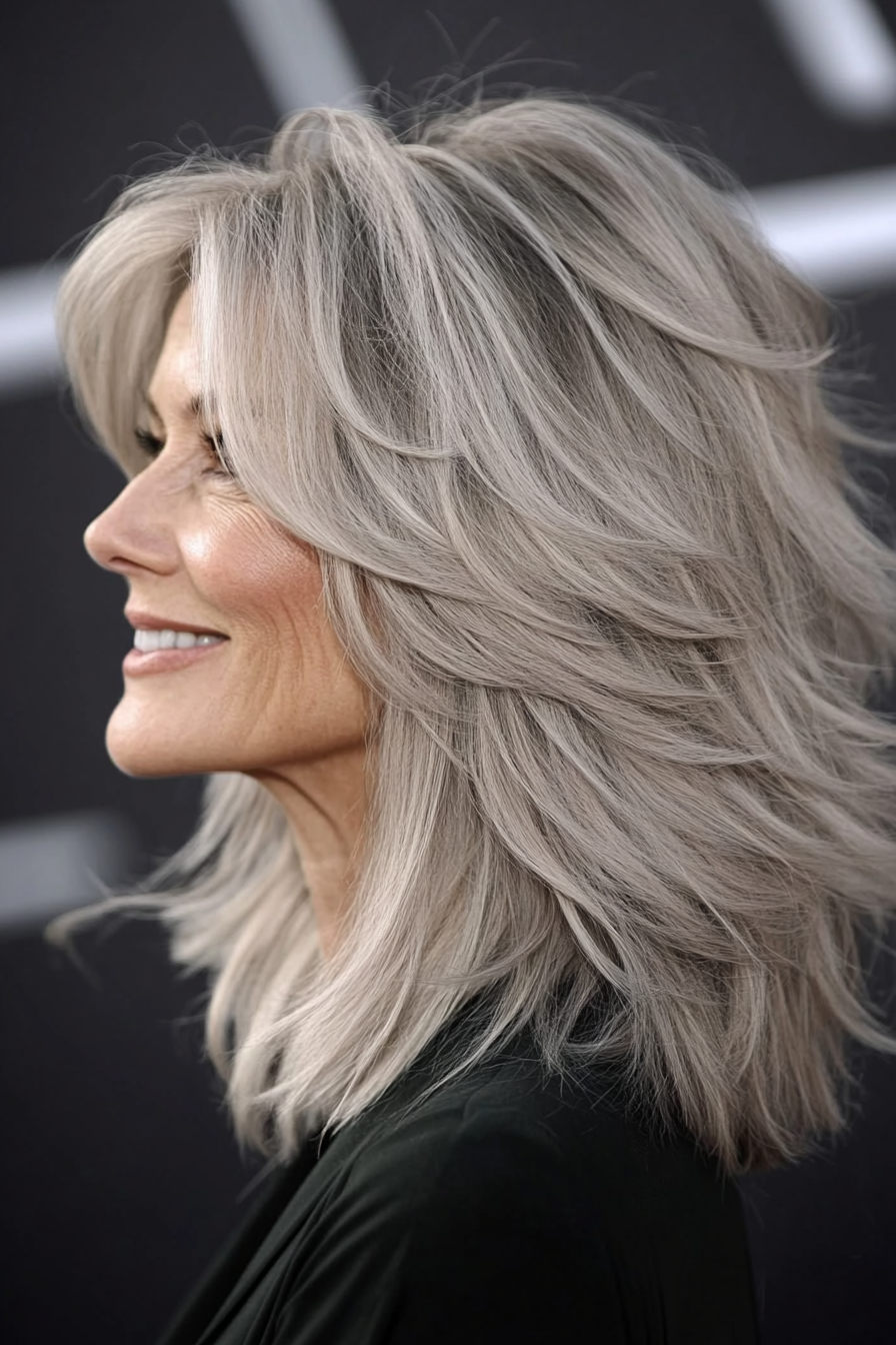 20. Shaggy Lob with Light Ash Blonde (Medium Haircuts For Older Women) - Medium Haircuts For Older Women