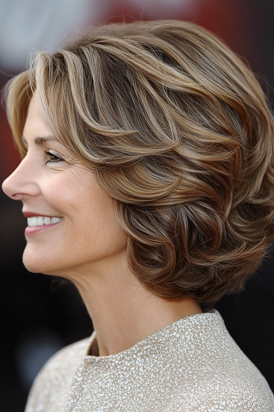 10. Softly Curled Bob with Light Brown Hair (Bob Hairstyles For Women Over 50) - Bob Hairstyles For Women Over 50