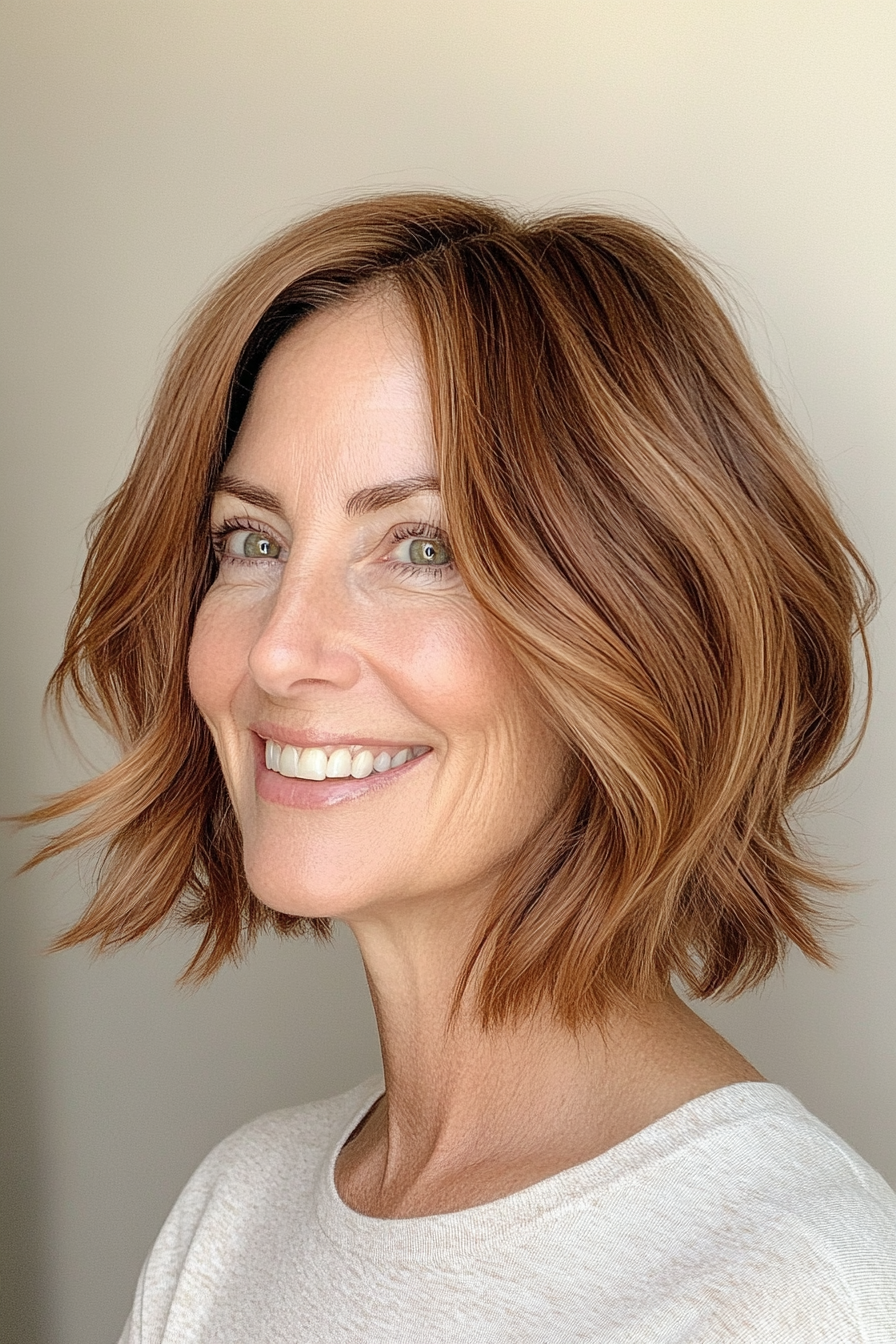 15. Soft Bob with Light Chestnut Hair (Bob Hairstyles For Women Over 50) - Bob Hairstyles For Women Over 50