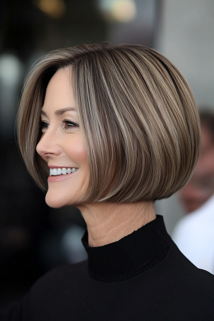 20. Rounded Bob with Dark Blonde Hair (Bob Hairstyles For Women Over 50) - Bob Hairstyles For Women Over 50