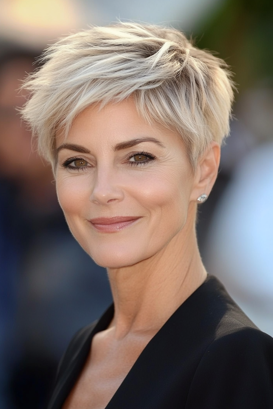 1. Classic Soft Pixie with Blonde Highlights (Pixie Hairstyles For Women Over 50) - Pixie Hairstyles For Women Over 50