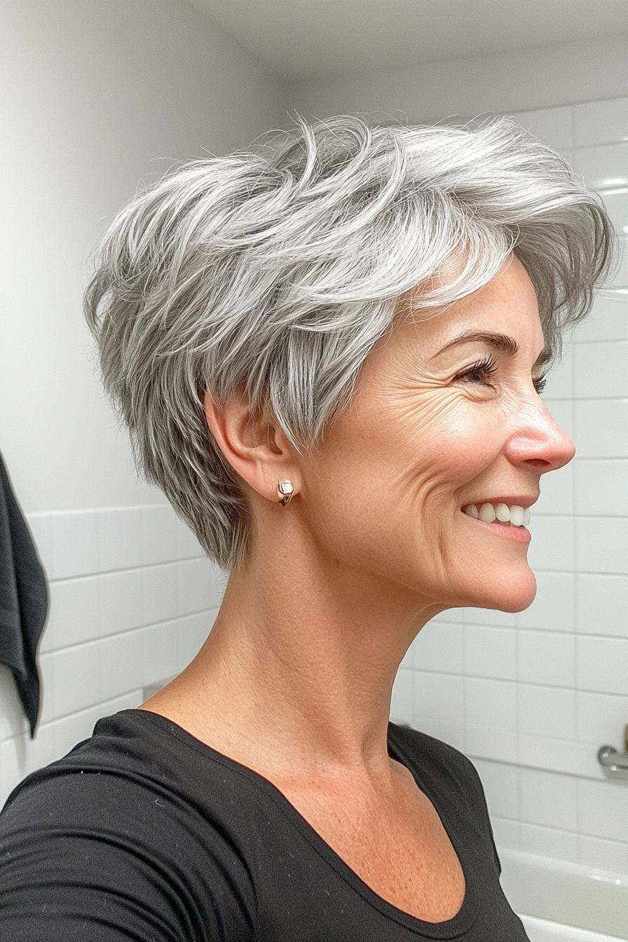 2. Textured Silver Pixie (Pixie Hairstyles For Women Over 50) - Pixie Hairstyles For Women Over 50
