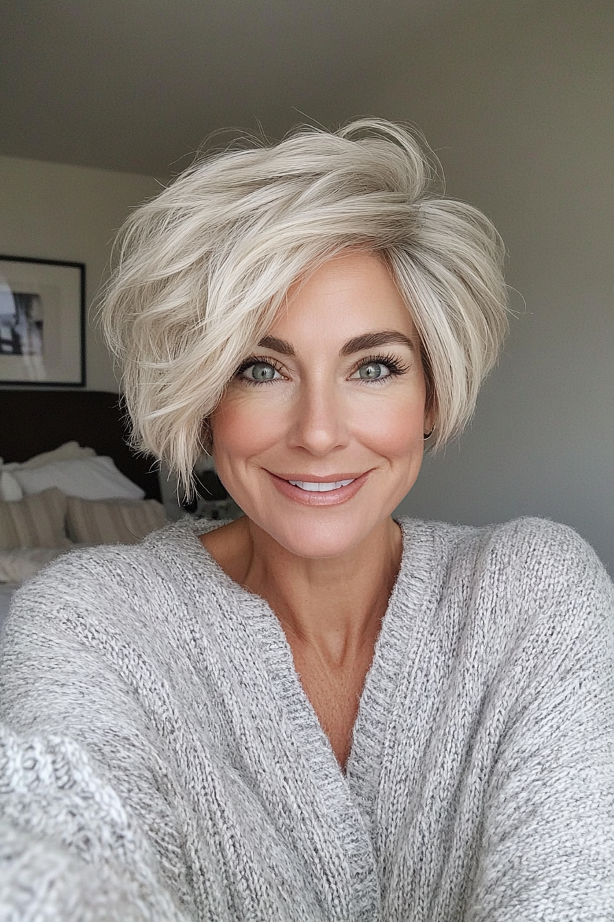 11. Tousled Ash Blonde Pixie (Pixie Hairstyles For Women Over 50) - Pixie Hairstyles For Women Over 50