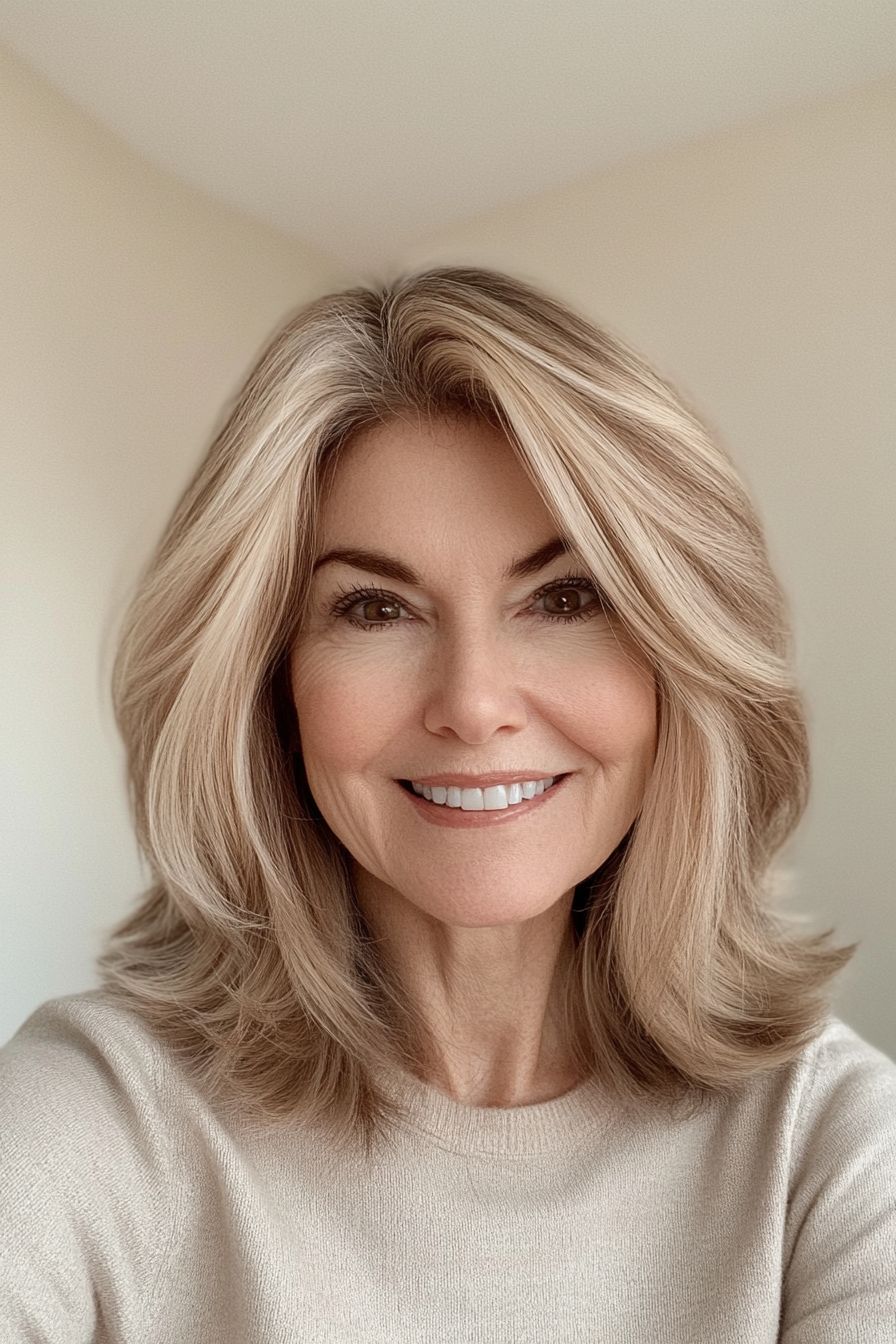 11. Feathered Cut with Honey Blonde (Senior Haircuts For Older Women) - Senior Haircuts For Older Women