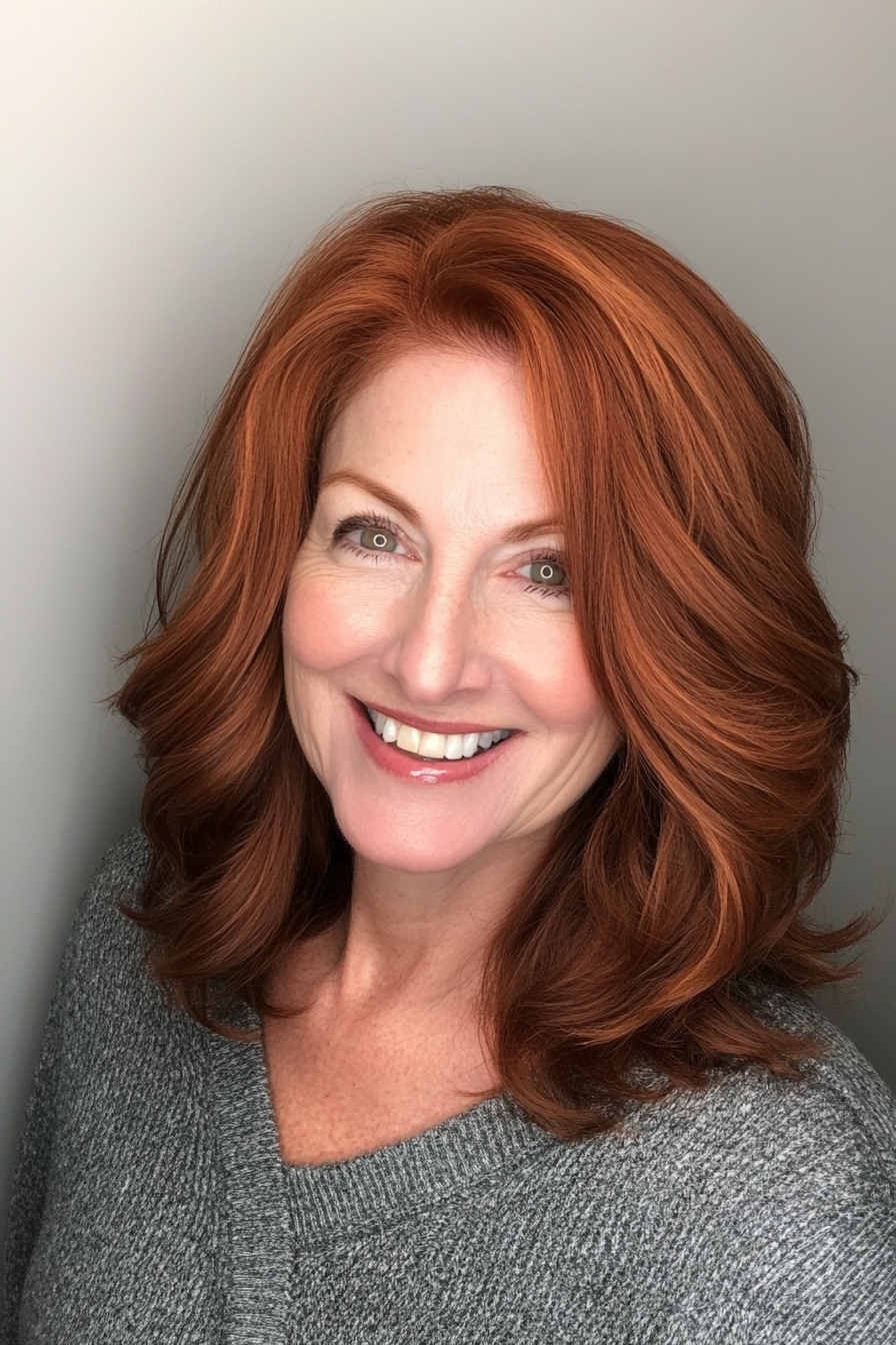13. Textured Medium Cut with Auburn (Senior Haircuts For Older Women) - Senior Haircuts For Older Women