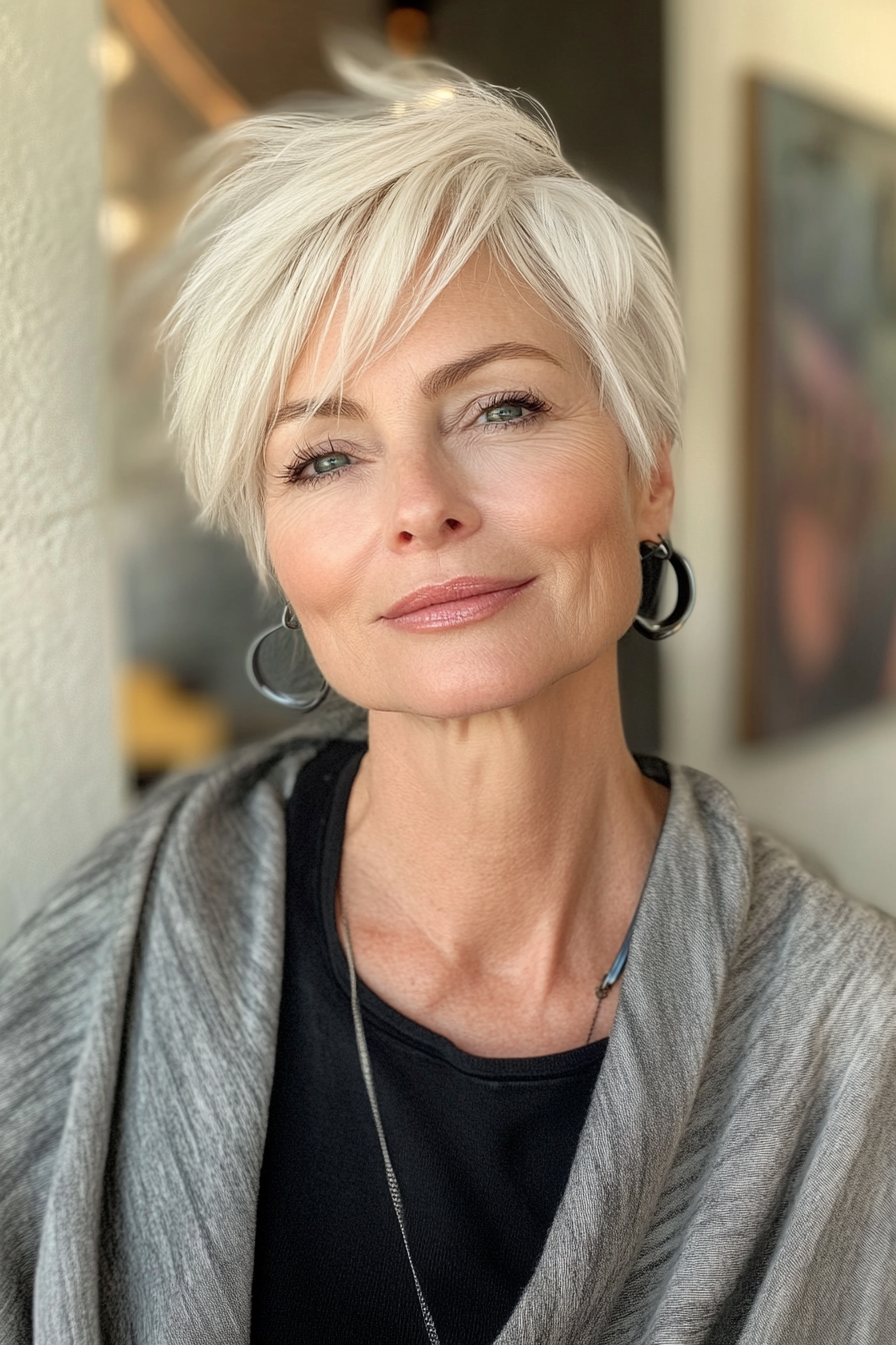17. Undercut with Platinum Blonde (Senior Haircuts For Older Women) - Senior Haircuts For Older Women