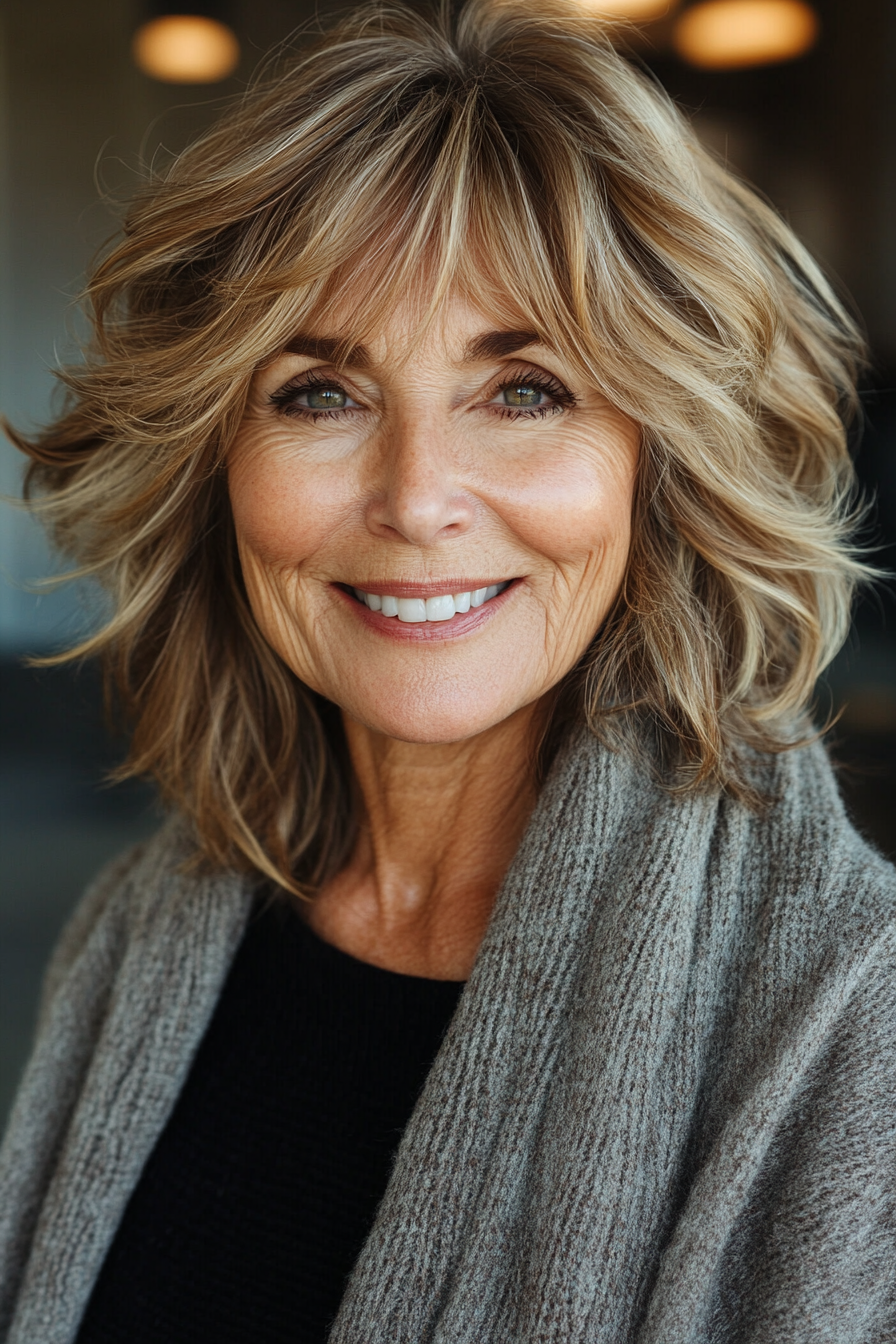 20. Volume-Boosting Shag with Light Brown (Senior Haircuts For Older Women) - Senior Haircuts For Older Women